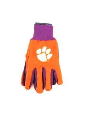 Clemson Tigers Team NCAA  Adult Full Color Sport Utility Work Grip Gloves New